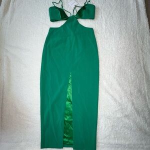 San Sloane Emerald Green Bijou Midi Dress XS NEW